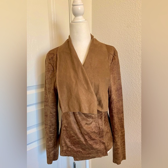 a.n.a Jackets & Blazers - A.N.A - A New Approach NWT Brown / Tan Faux Suede Asymmetrical Zip-up Jacket (M)